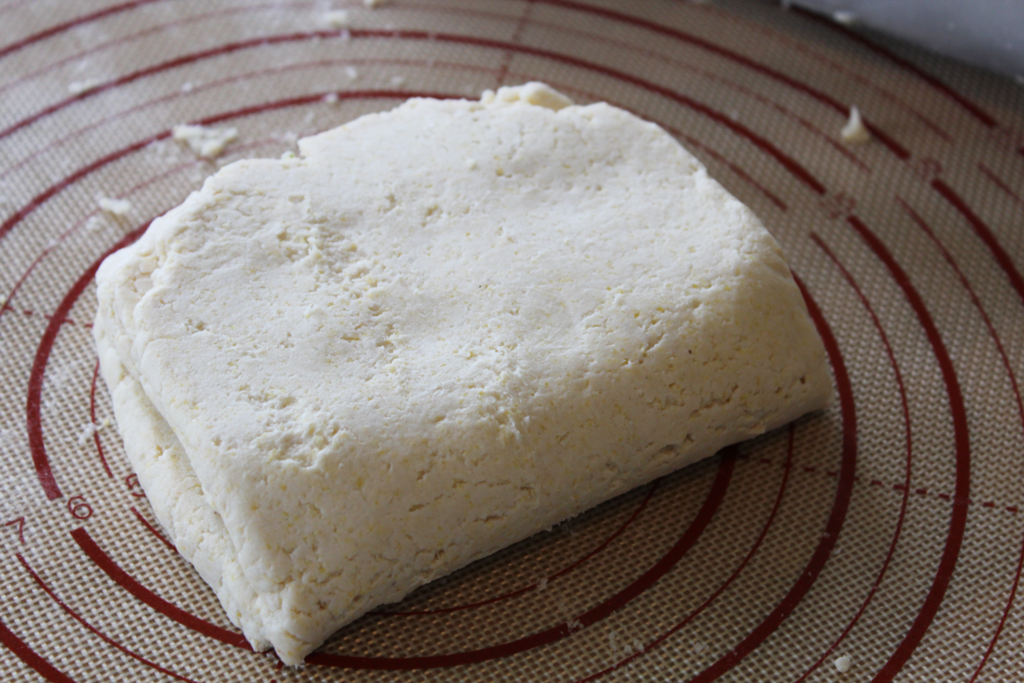 Gluten free pie crust folded like an envelope 